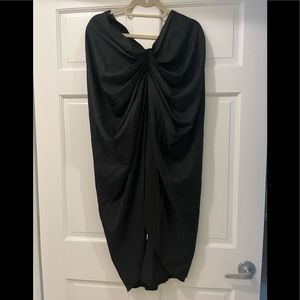 - - - - - - - black strapless evening dress , draped front detail , si…